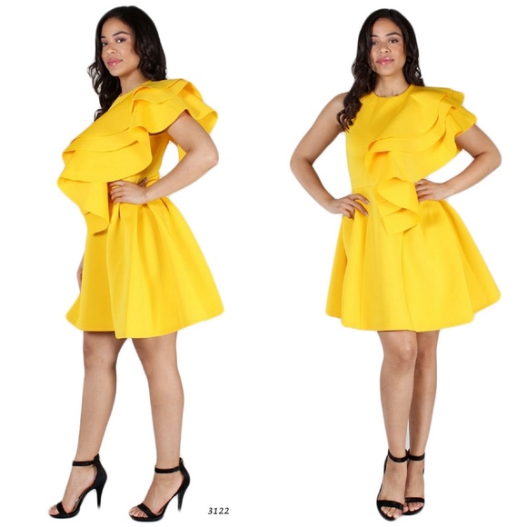 black dress with yellow accents